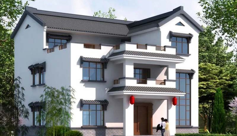 峨眉山新中式三层别墅设计，公共空间宽敞更显大气